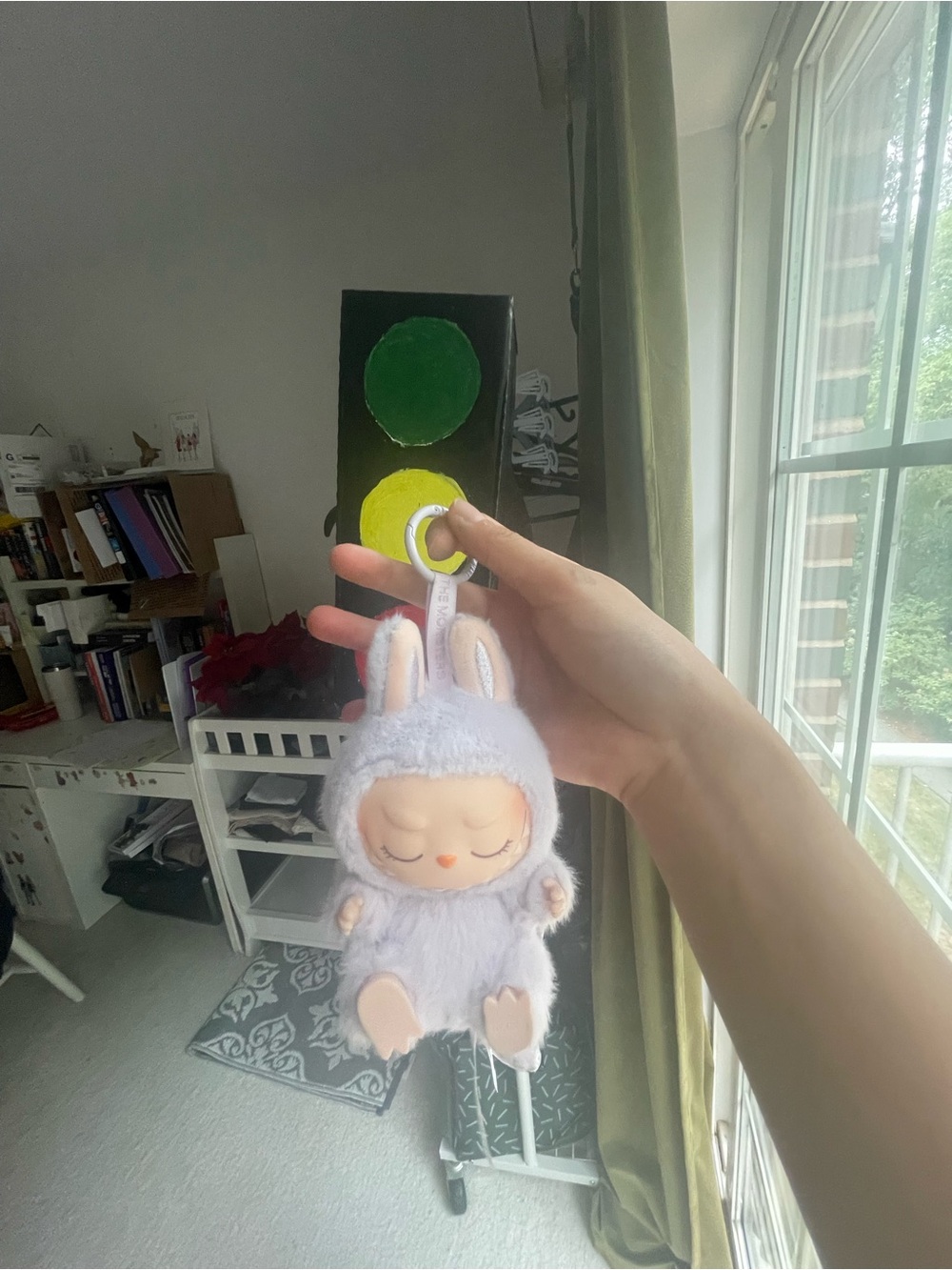 Plush Bunny Clip-On Keychain in Light Gray - Kids Accessory